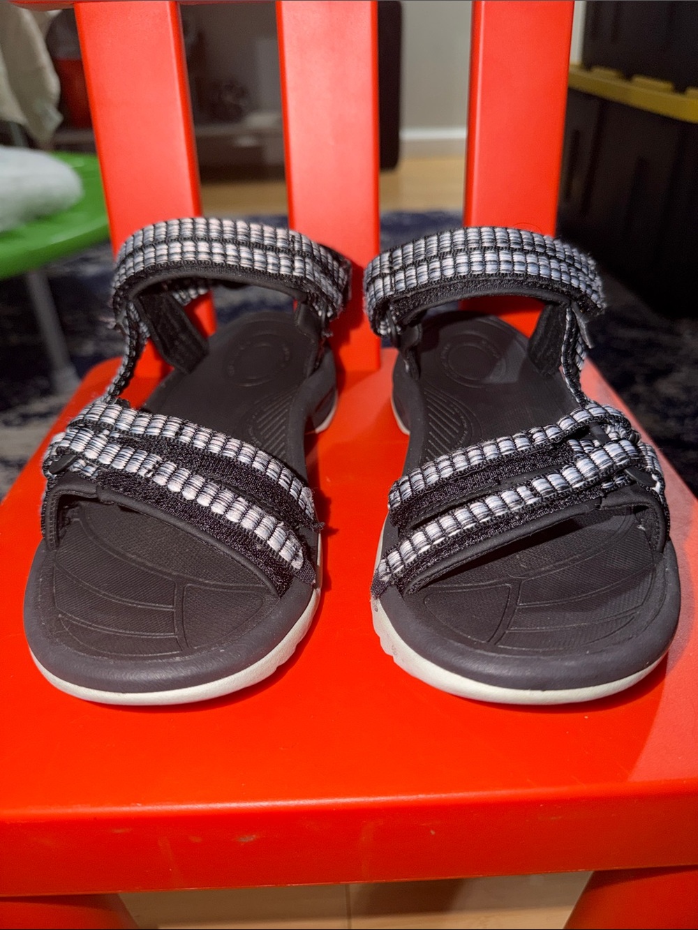 Teva Black and White Strappy Outdoor Sandals
